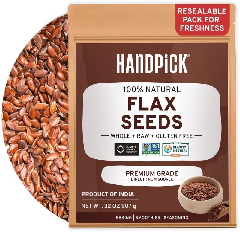 HANDPICK 100% Natural Flax Seeds - 32 oz - Image 1